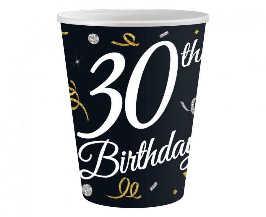 Happy Birthday B&C Happy Birthday 30 Παιδικά Χάρτινα Ποτήρια Πάρτι Σετ 6 Τεμαχίων 200 ml