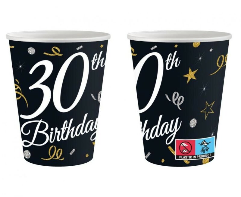 Happy Birthday B&C Happy Birthday 30 Παιδικά Χάρτινα Ποτήρια Πάρτι Σετ 6 Τεμαχίων 200 ml 5891851