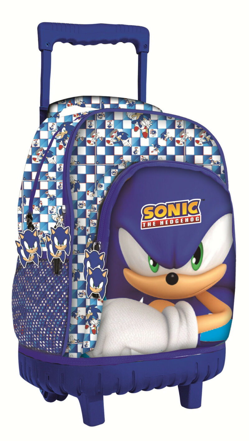 Sonic the Hedgehog Modern Premium Σχολική Τσάντα Πλάτης Τρόλεϊ με 3 Θήκες 44×33×22 cm 5902127