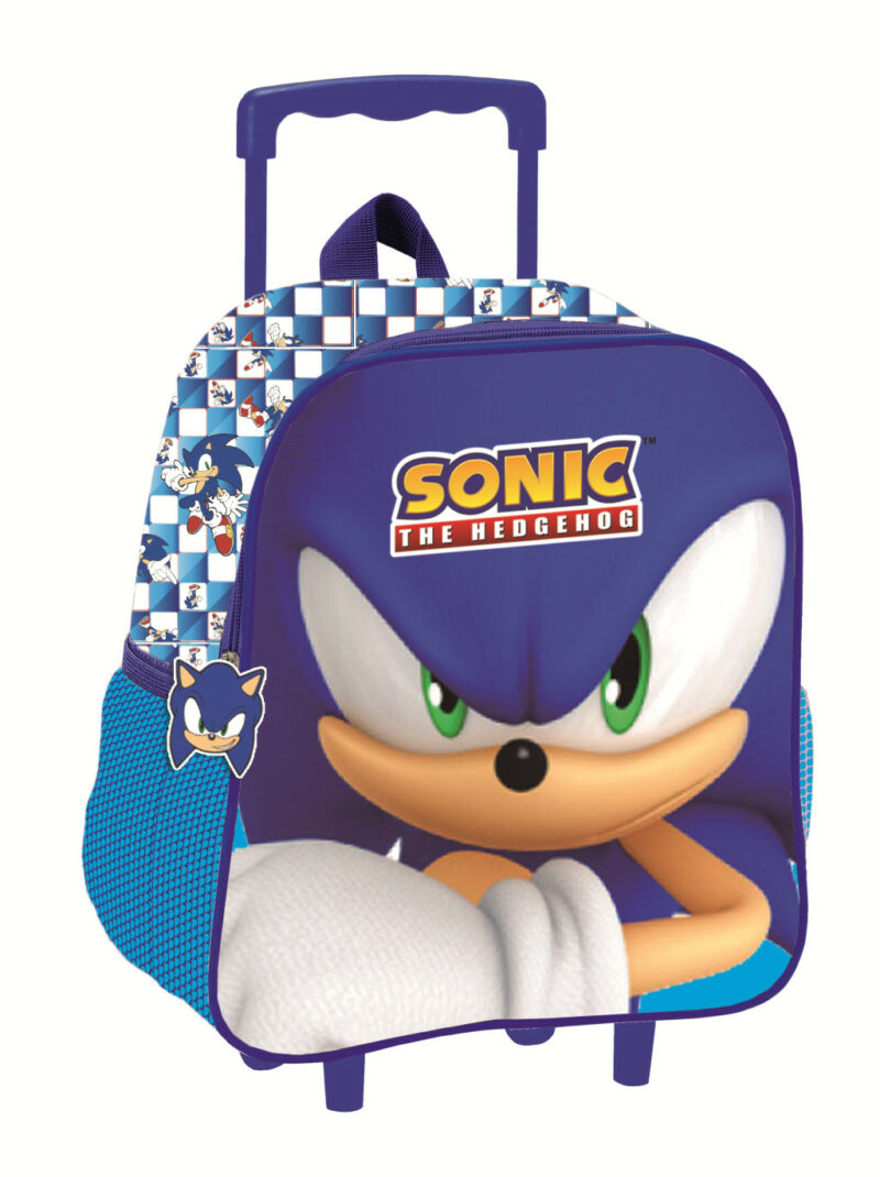 Sonic the Hedgehog Modern Παιδικό Σακίδιο Πλάτης Τρόλεϊ Νηπιαγωγείου με 1 Θήκη 32×26×11 cm 5902162
