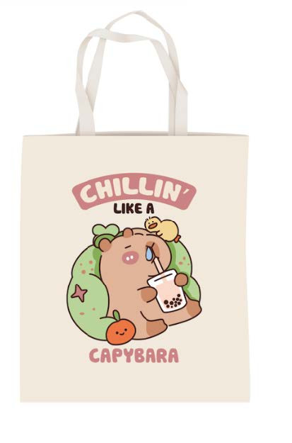 Capybara Chillin’ cotton Υφασμάτινη Τσάντα Αγορών 38×44 cm 5901175