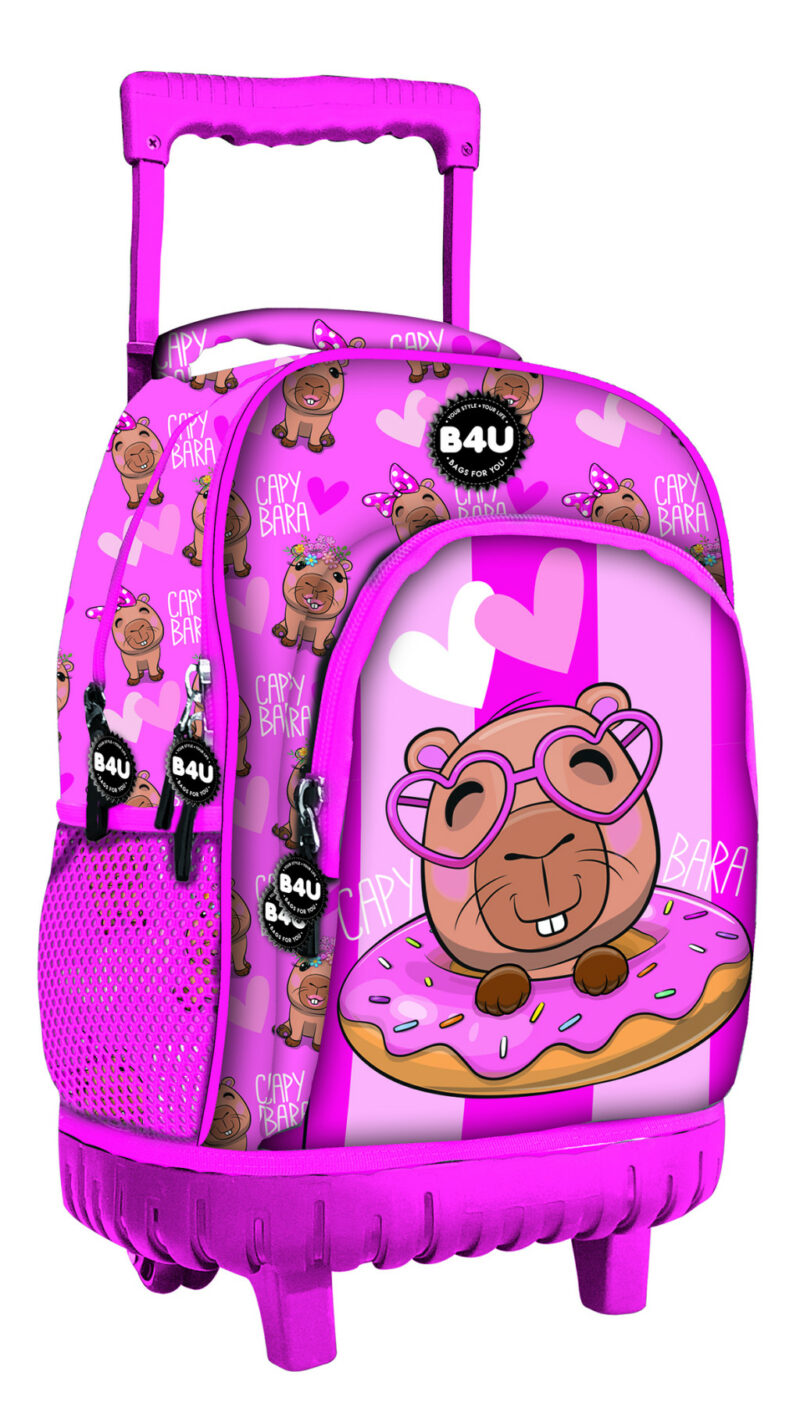 Capybara Donut Premium Σχολική Τσάντα Πλάτης Τρόλεϊ με 3 Θήκες 44×33×22 cm 5968160