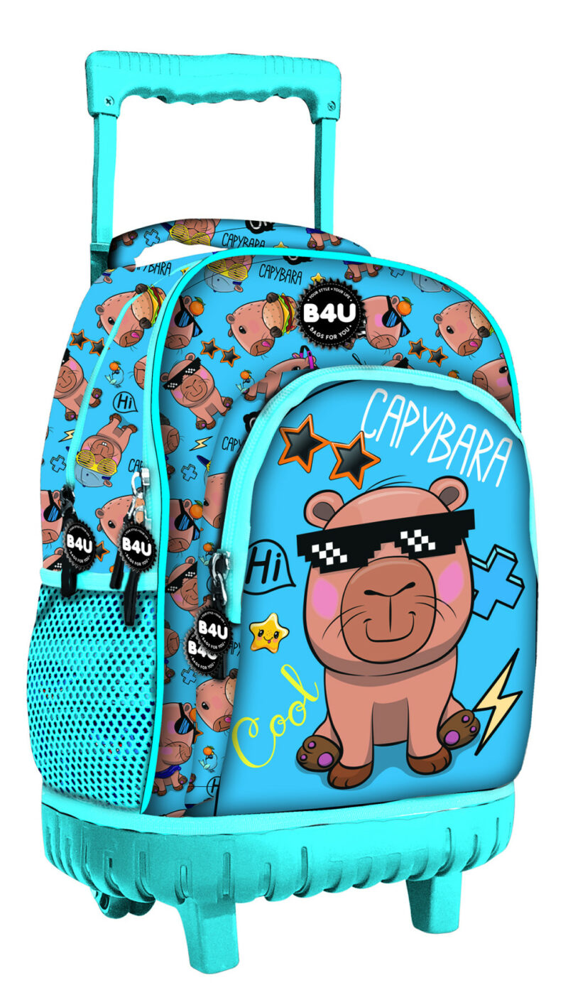 Capybara Cool Premium Σχολική Τσάντα Πλάτης Τρόλεϊ με 3 Θήκες 44×33×22 cm 5968125