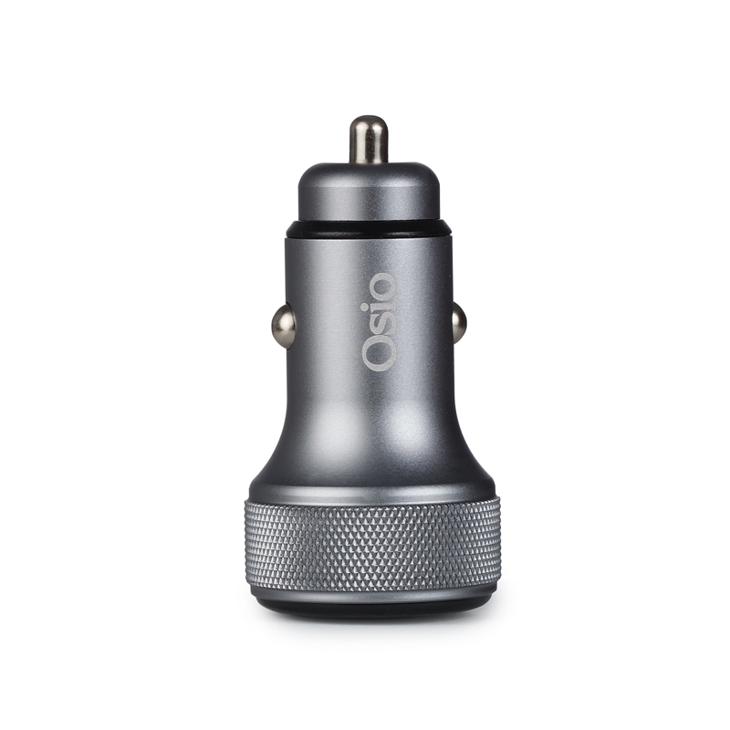 Osio OTU-6038 Ανθρακί ταχυφορτιστής αυτοκινήτου με USB-A και Type-C-38W 4258437