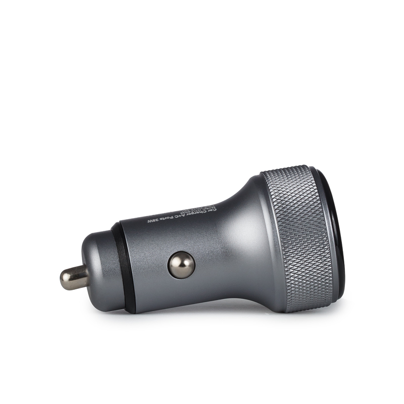 Osio OTU-6038 Ανθρακί ταχυφορτιστής αυτοκινήτου με USB-A και Type-C-38W 4258438