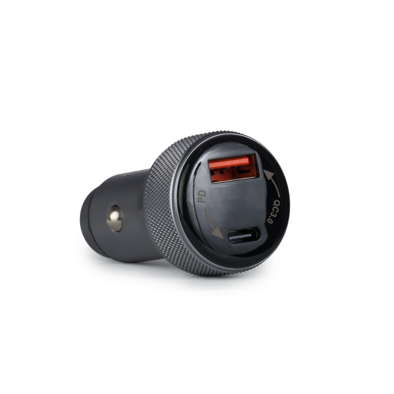 Osio OTU-6038 Ανθρακί ταχυφορτιστής αυτοκινήτου με USB-A και Type-C-38W 4258435