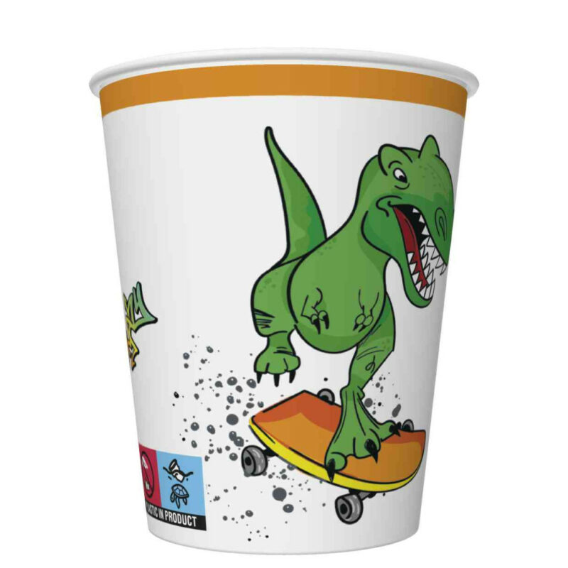 Dinosaur Crazy Παιδικά Χάρτινα Ποτήρια Πάρτι Σετ 8 Τεμαχίων 250 ml 5886427