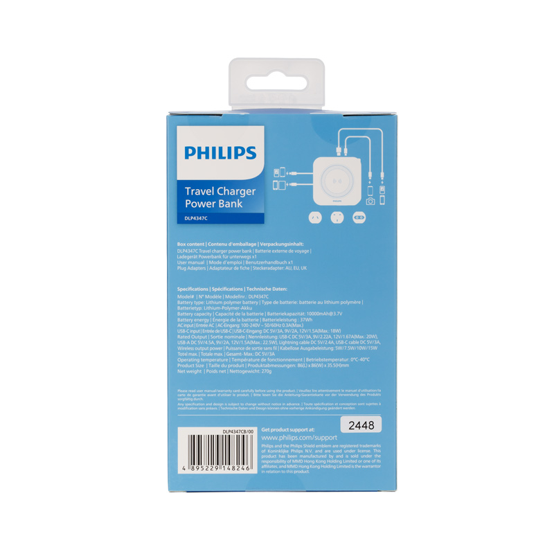 Philips DLP4347CB/GRS Μαύρο Power bank ταξιδιού με ασύρματη επαγωγική φόρτιση 3534401