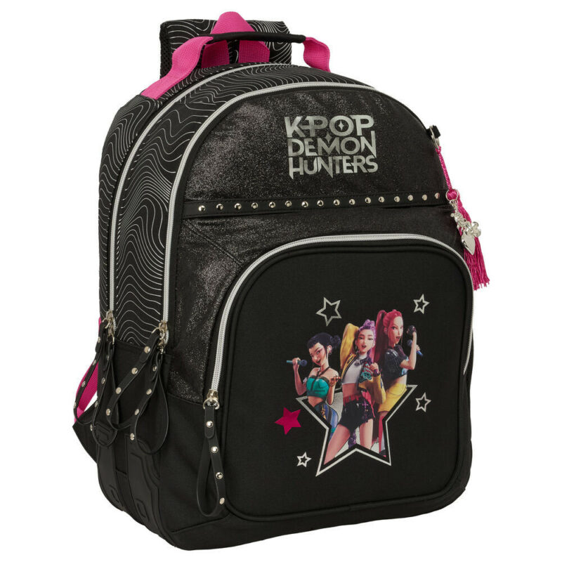 K-pop Demon Hunters Energy Black Σχολική Τσάντα Πλάτης Τρόλεϊ με 3 Θήκες 42×32×15 cm 5902540