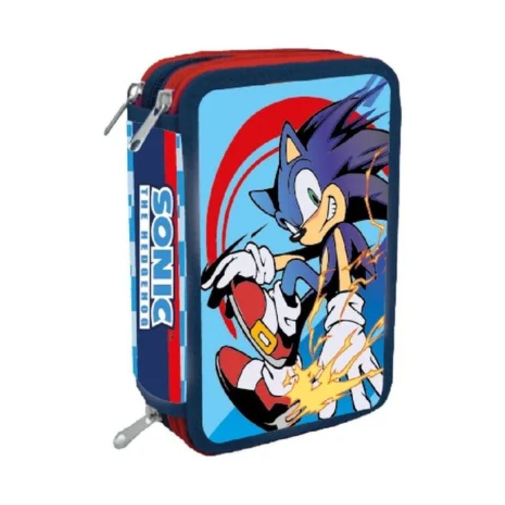 Sonic Τριώροφη Γεμάτη Κασετίνα 44 Τεμαχίων Μπλε 19