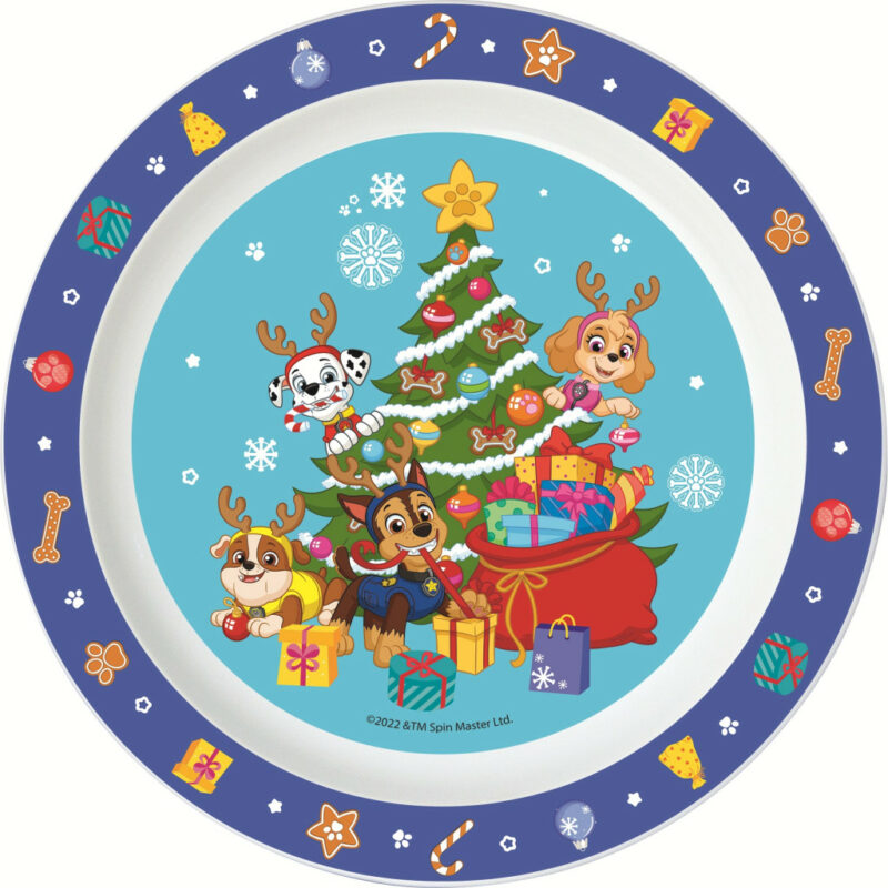 Paw Patrol Holiday Christmas Πλαστικό ρηχό πιάτο για φούρνο μικροκυμάτων 22 cm 5896145