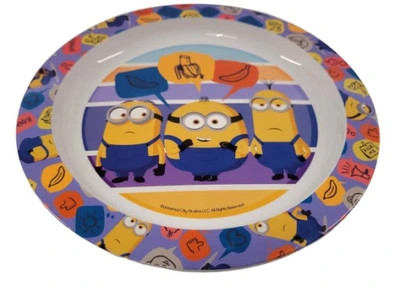 Minions Striped Πλαστικό πιάτο φαγητού για φούρνο μικροκυμάτων 22 cm 5891594