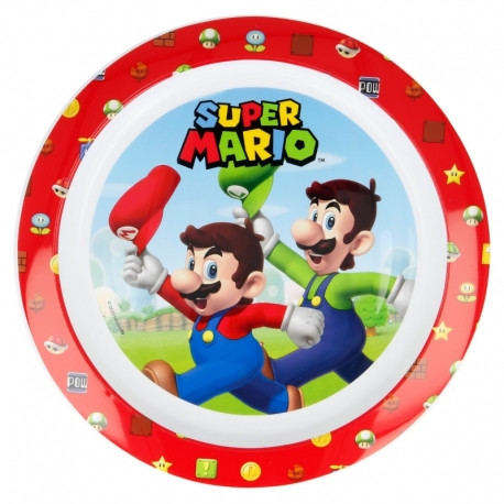 Super Mario Mushroom Kingdom Πλαστικό πιάτο φαγητού για φούρνο μικροκυμάτων 22 cm 5896378