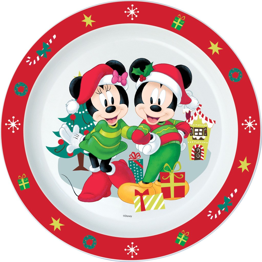 Disney Mickey and Mickey Disney Minnie Christmas Πλαστικό πιάτο φαγητού για φούρνο μικροκυμάτων 22 cm