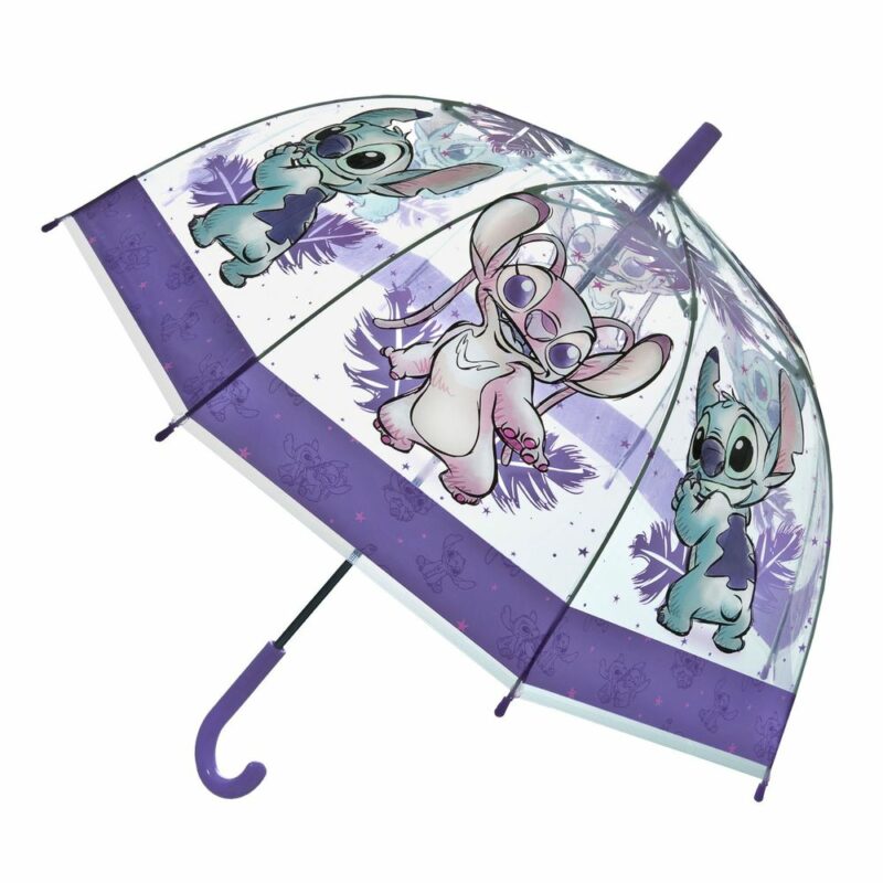 Disney Lilo and Stitch Παιδική Ομπρέλα Διάφανη/Μωβ με Angel και Stitch 6078823