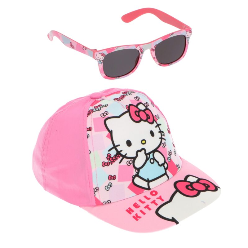 Hello Kitty Παιδικό Καπέλο με Γυαλιά Ηλίου Ροζ Βαμβακερό 53 cm 5901804
