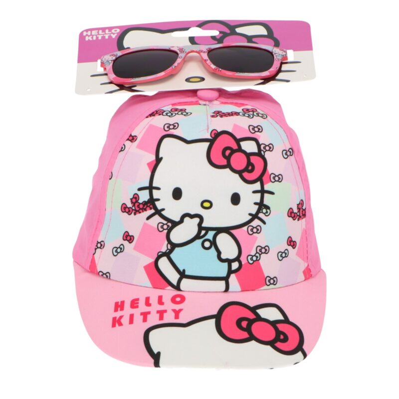 Hello Kitty Παιδικό Καπέλο με Γυαλιά Ηλίου Ροζ Βαμβακερό 53 cm 5901806