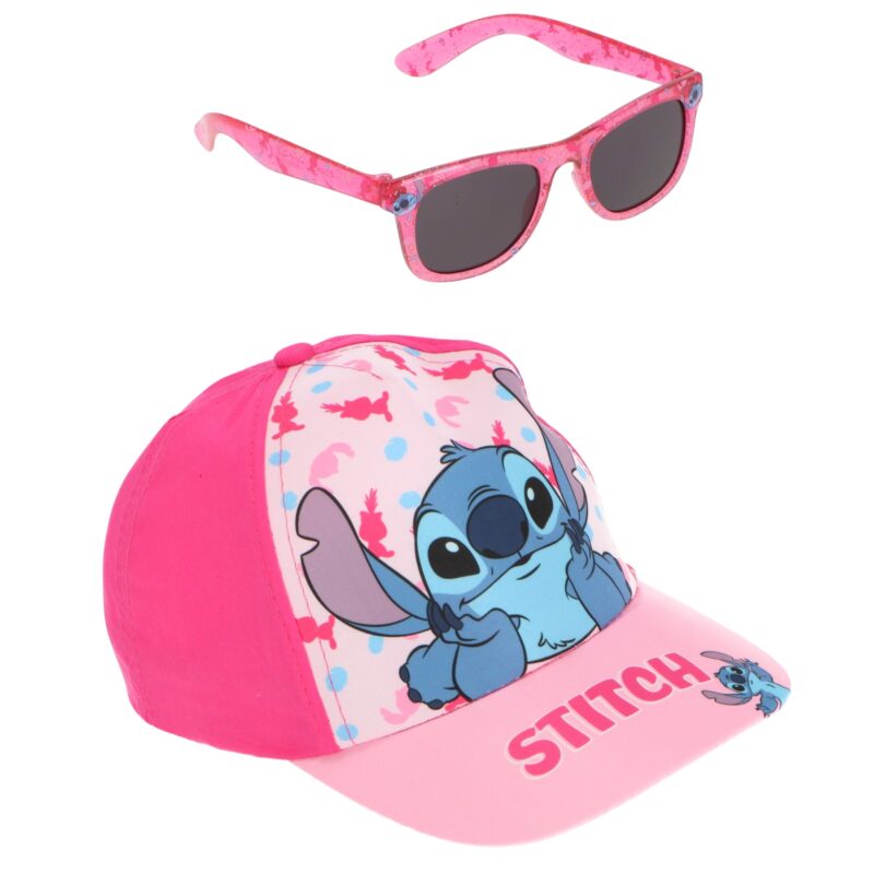 Disney Lilo and Stitch Παιδικό Καπέλο με Γυαλιά Ηλίου Ροζ Βαμβακερό 54 cm 5901800