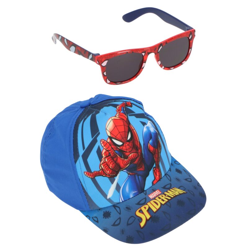 Spiderman Παιδικό Καπέλο με Γυαλιά Ηλίου Μπλε Βαμβακερό 54 cm 5901782
