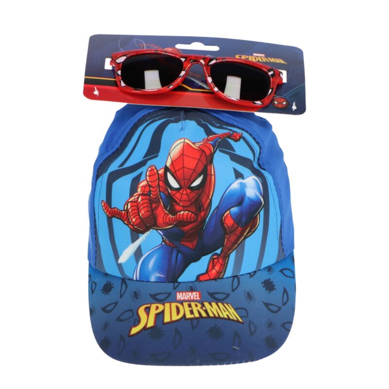 Spiderman Παιδικό Καπέλο με Γυαλιά Ηλίου Μπλε Βαμβακερό 54 cm 5901784