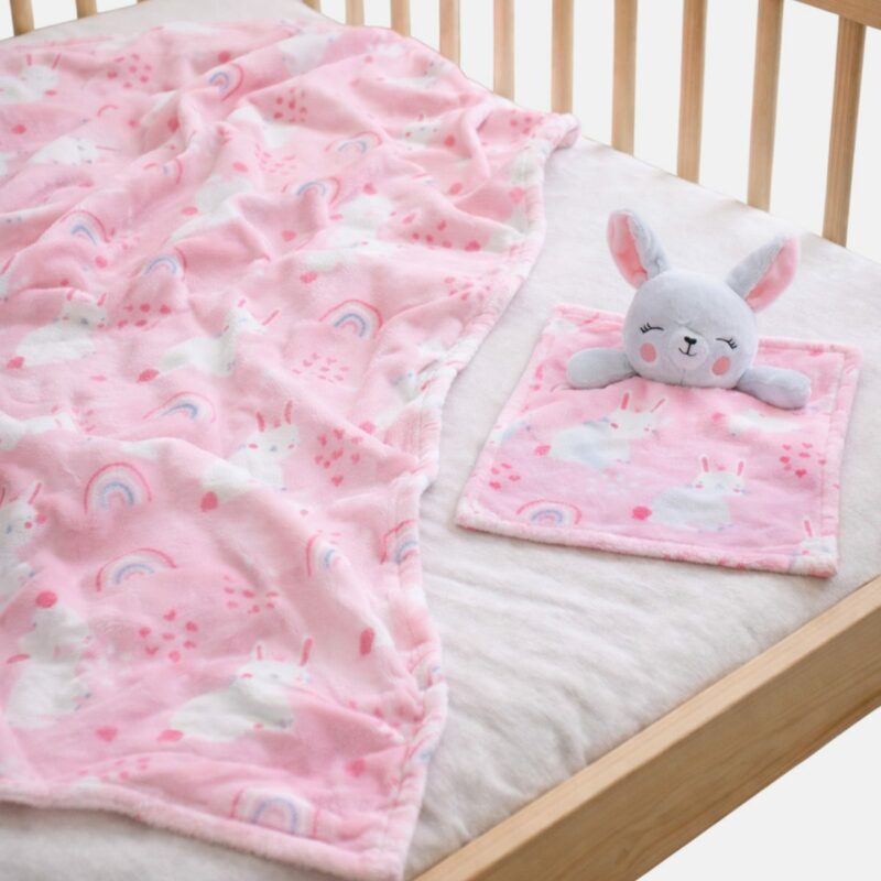 Tom & Kids Βρεφική Κουβέρτα Fleece με Λαγουδάκι και Ουράνιο Τόξο για Κορίτσι 6068883