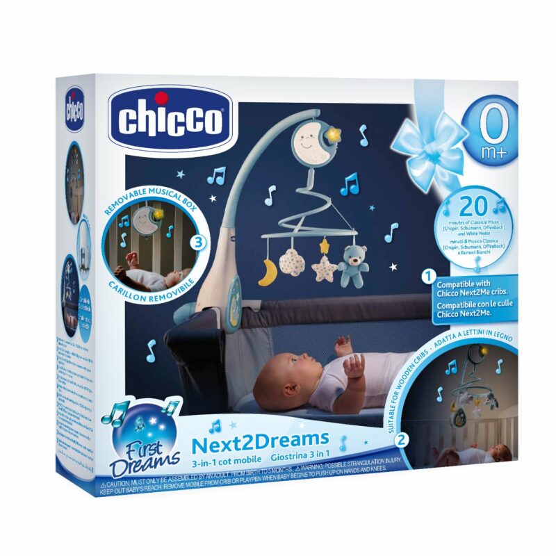 Chicco Βρεφικό Περιστρεφόμενο Κούνιας με Μελωδίες 3 σε 1 Next2Dreams Σιέλ Για 0+ 5654411