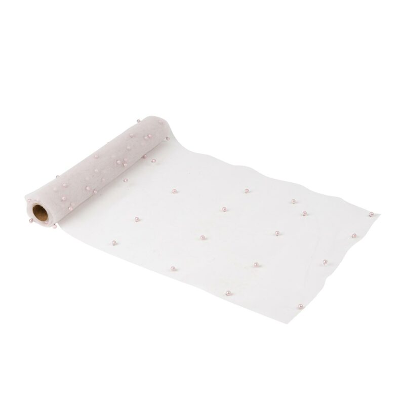 Beauty Home Ράννερ με πέρλες – Ροζ οργάντζα 28 cm x 5 m 5766647