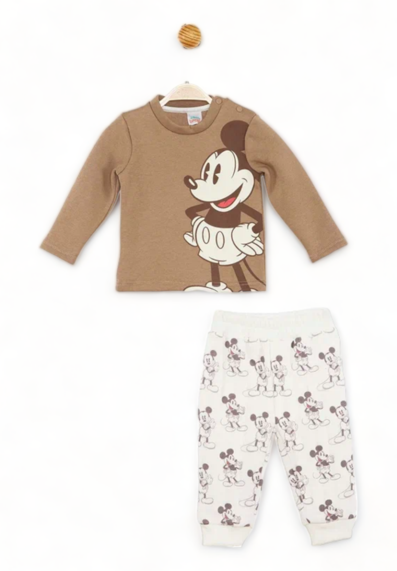 Σετ βρεφική φόρμα Cimpa Disney Mickey Mouse Καφέ-Εκρού