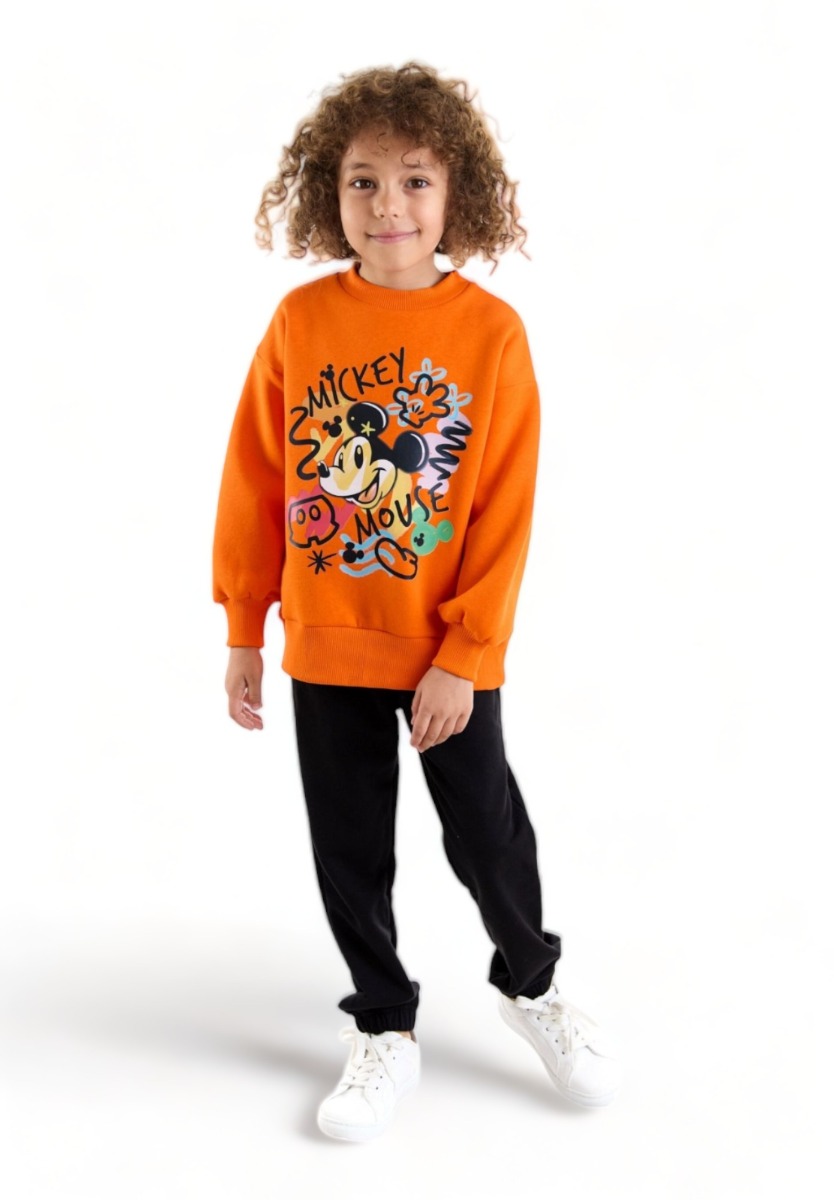 Φούτερ βαμβακερή μπλούζα για αγόρι Cimpa Mickey Mouse Πορτοκαλί