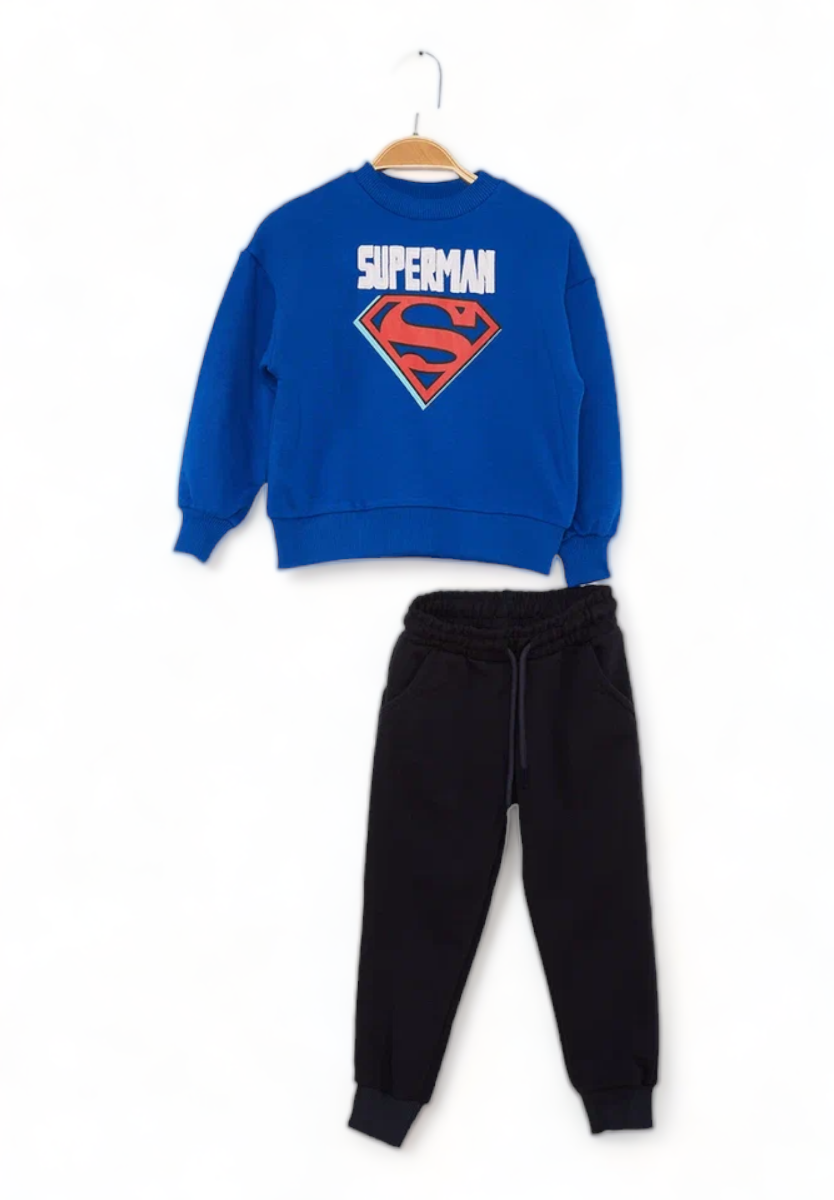 Σετ Φόρμα για αγόρι βαμβακερή Cimpa με κέντημα Superman Μπλε σκούρο