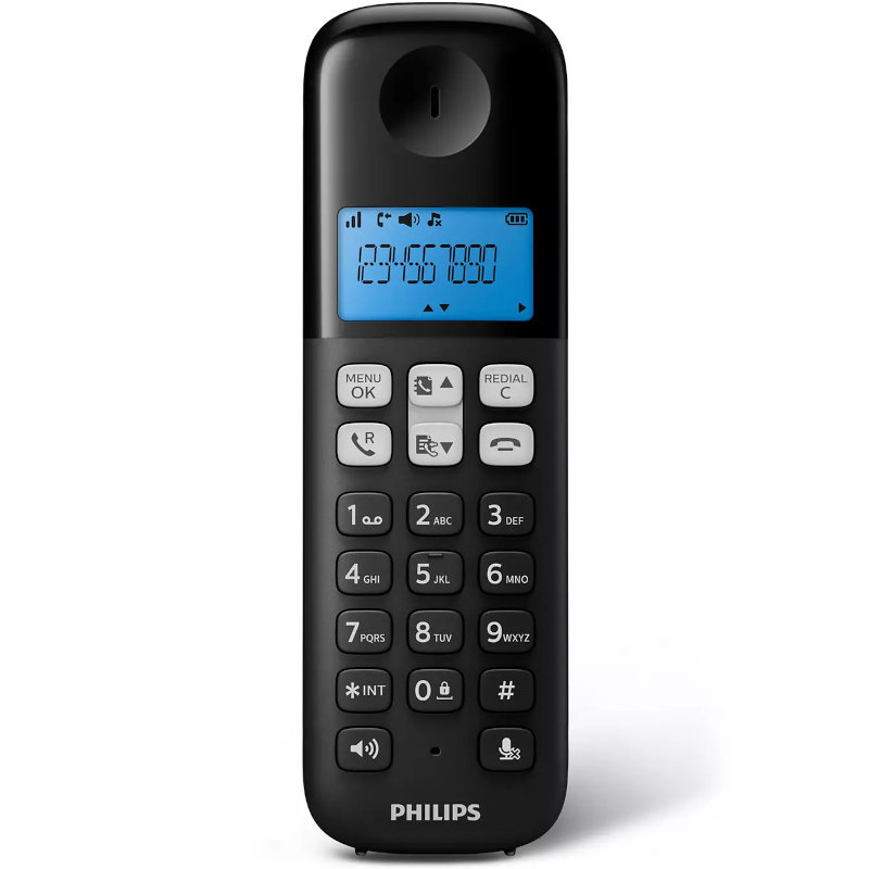 Philips D1612B/GRS Μαύρο (Ελληνικό Μενού) Διπλό ασύρματο τηλέφωνο ανοιχτή ακρόαση