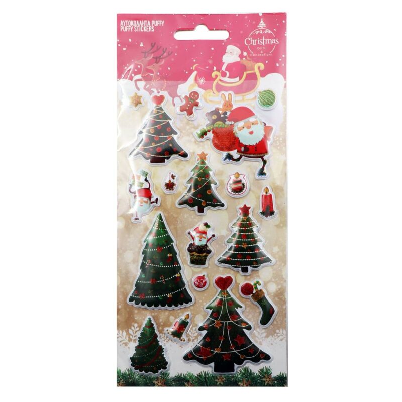 Χριστουγεννιάτικα Αυτοκόλλητα Cristmans Tree Puffy Glitter Διακάκης  000621136 314-1010-0004
