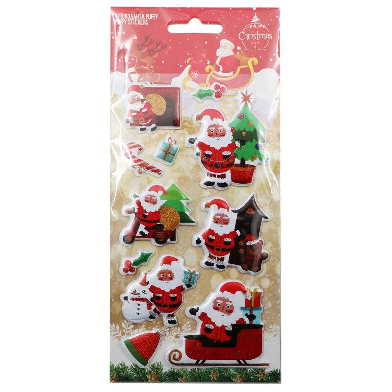Χριστουγεννιάτικα Αυτοκόλλητα Slide Puffy Glitter Διακάκης  000621136