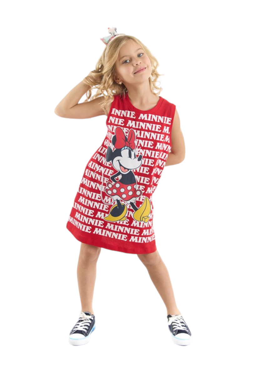 Disney φόρεμα πικέ αμάνικο Minnie Mouse Κόκκινο