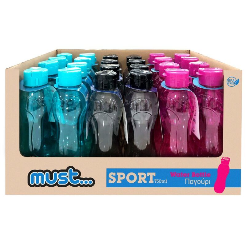 Παγούρι Πλαστικό Sportive με Καπάκι 750 ml Must Μαύρο 000584752