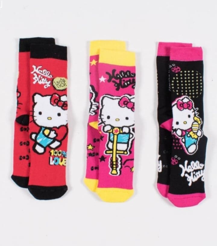 Παιδικές Κάλτσες με Τάπες Disney Hello Kitty Σετ 3 Τεμάχια AllColors