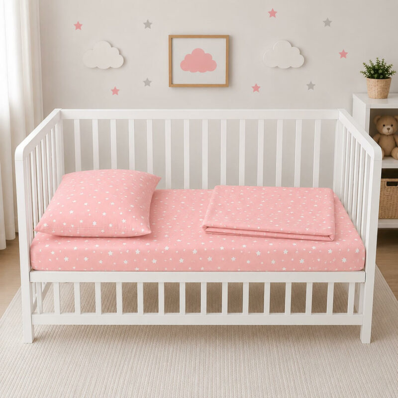 Βρεφικά Σετ Σεντόνι Κούνιας Με Λάστιχο Paradise Pink 5362463