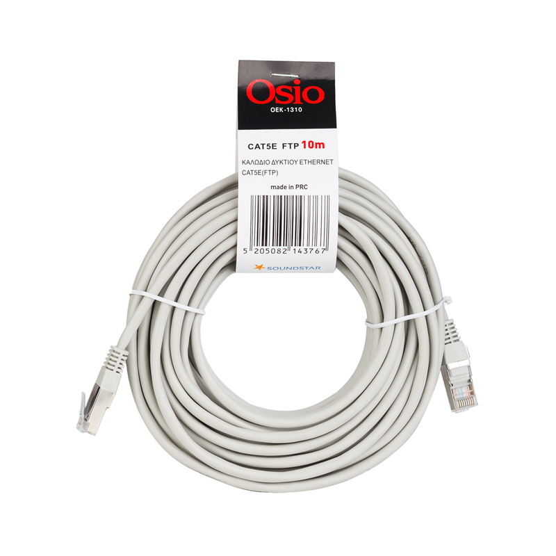 Osio OEK-1310 Kαλώδιο δικτύου Εthernet Cat5e (FTP) RJ45 σε RJ45 10m 3320078
