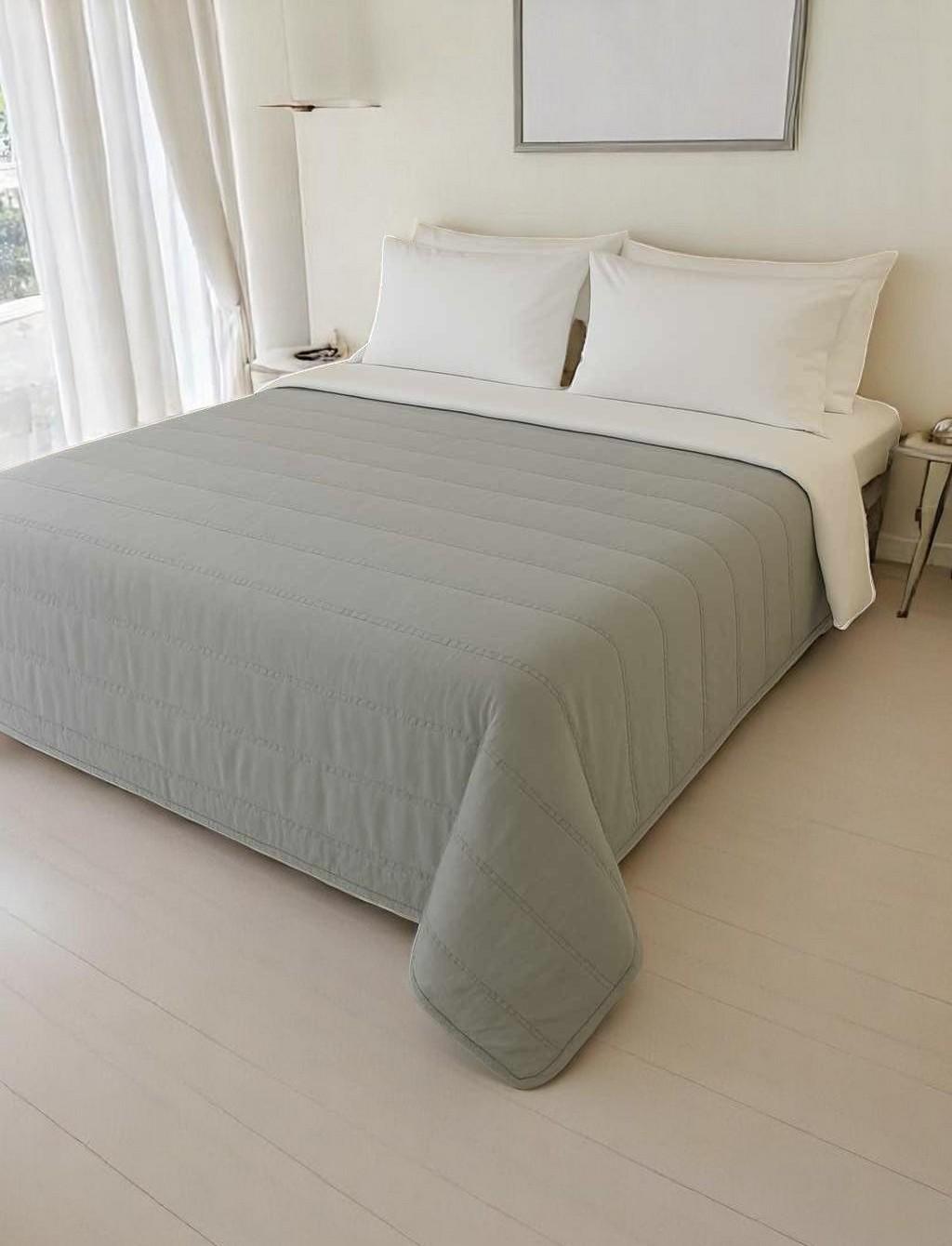 ΚΟΥΒΕΡΛΙ ΜΟΝΟΧΡΩΜΟ ΔΙΠΛΗΣ ΟΨΗΣ RIVE ΓΚΡΙ 160X220 LINEAHOME