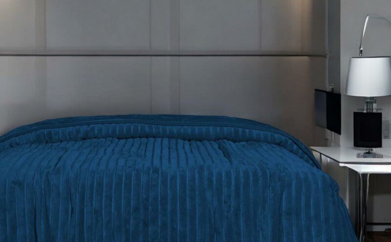 ΚΟΥΒΕΡΤΑ ΑΝΑΓΛΥΦΗ ΒΕΛΟΥΤΕ LANE SILK TOUCΗ ΜΠΛΕ ΥΠΕΡΔΙΠΛΗ 220Χ240 LINEAHOME 5647399