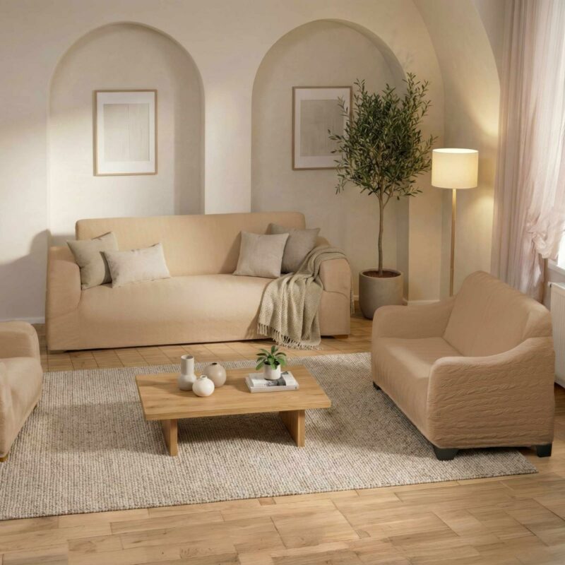 ΣΕΤ 3ΤΜ. ΚΑΛΥΜΜΑ ΕΛΑΣΤΙΚΟ ΖΑΚΑΡ FIN ΕΚΡΟΥ LINEAHOME 5166358