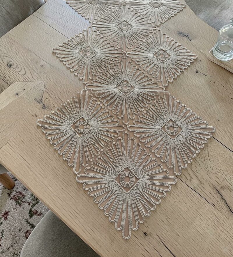 ΣΕΤ 5ΤΜΧ ΜΠΕΖ PLAZA ΜΠΕΖ ΔΑΝΤΕΛΑ ΒΟΥΑΛ ΤΡ/ΡΕ 120Χ120 ΚΑΡΕ 100Χ100 ΤΡΑΒΕΡΣΑ 40Χ160 Π LINEAHOME 5256096