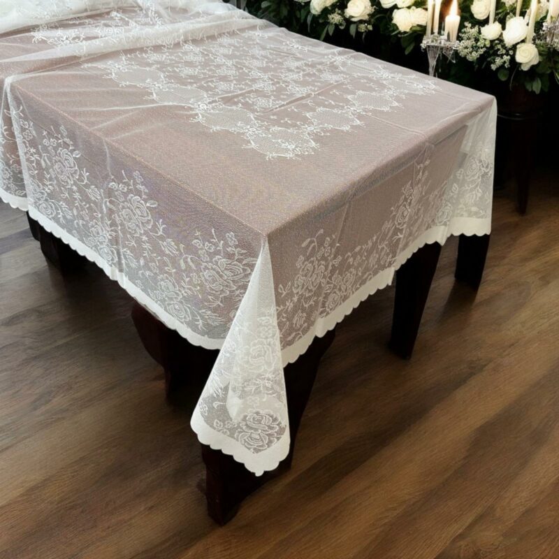 ΤΡΑΠΕΖΟΜΑΝΤΗΛΟ ΔΑΝΤΕΛΑ ROSES ΛΕΥΚΟ 140Χ180 LINEAHOME 5250771