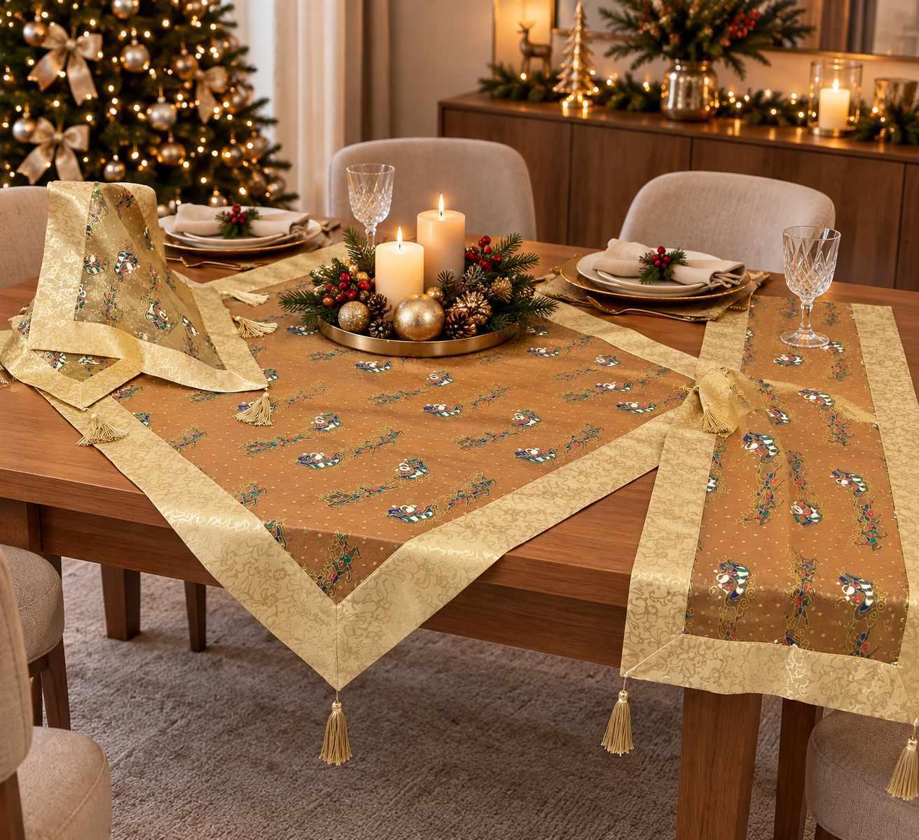 ΧΡΙΣΤΟΥΓΕΝΝΙΑΤΙΚΟ ΚΑΡΕ ΣΕΤ 4ΤΜΧ SANTA SNOW GOLD LINEAHOME